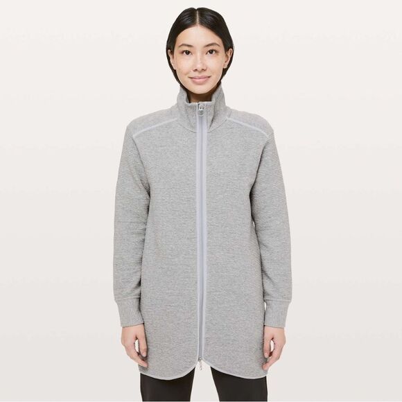 Lululemon On Repeat Jacket Heathered Core Light Grey Size 4 Athletic Outdoor Gym - Picture 2 of 16